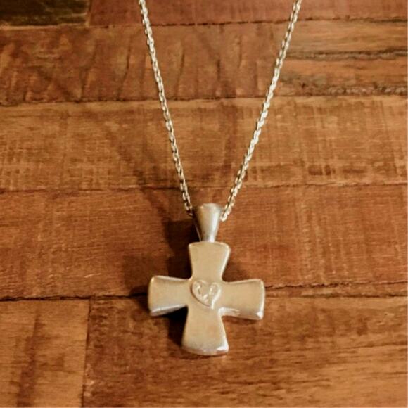 Vintage Carolee Sterling Silver Cross Necklace, signed, solid - Picture 1 of 8
